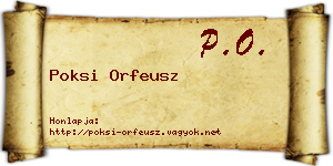 Poksi Orfeusz névjegykártya